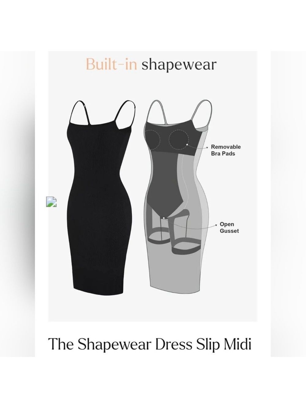 Popilush - Shapewear Solid Modal Slimming Midi Slip Dress (NWT)